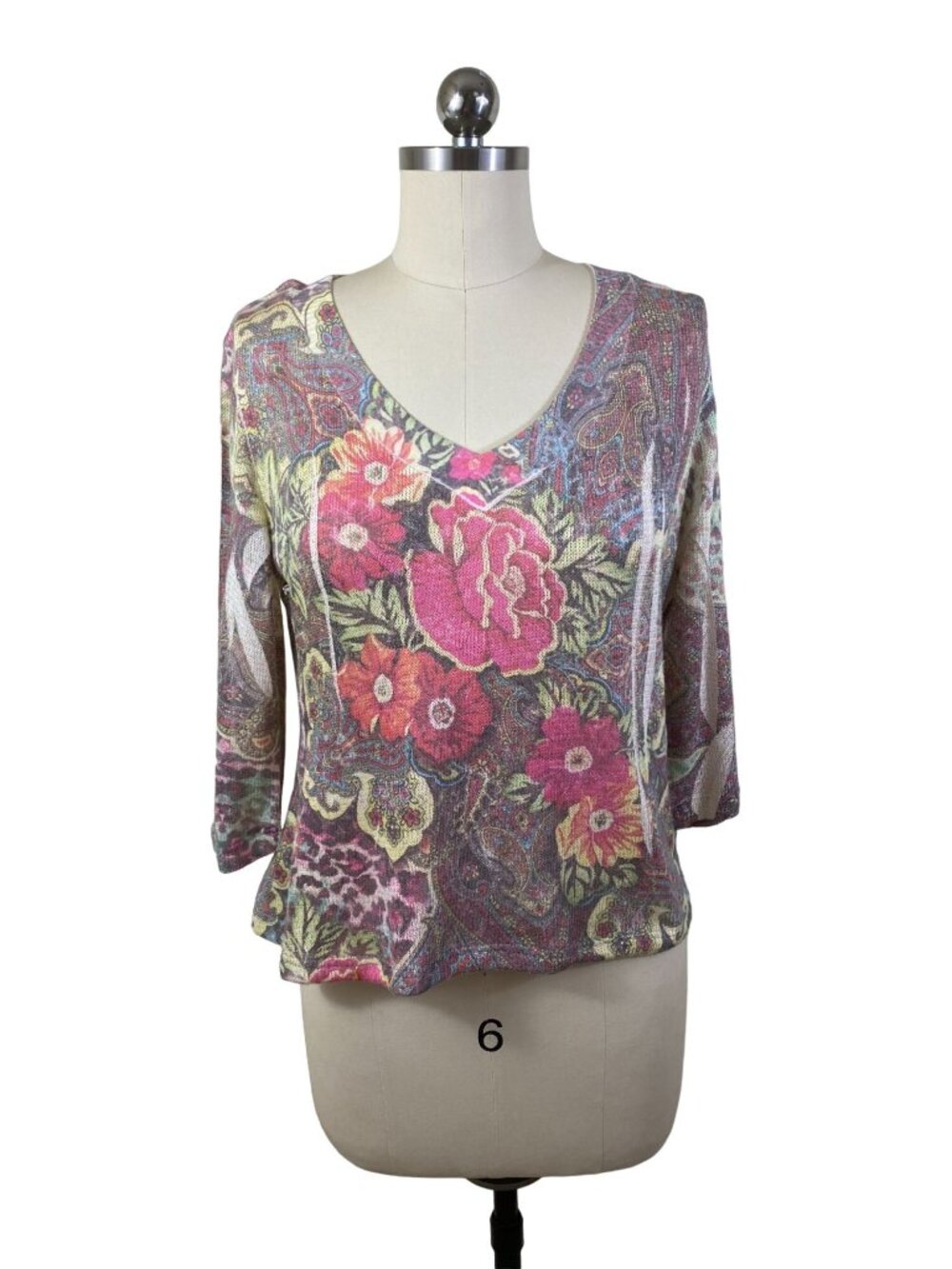 Westbound Petites Y2K Knit Top Womens PS V-Neck Floral FairyCore Whimsigoth 90s